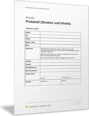 Protokoll simultan schreiben - Formular und Vorlage ...