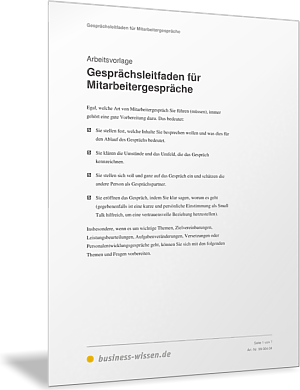 Gesprächsleitfaden für Mitarbeitergespräche - Vorlage ...