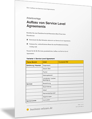 Aufbau Von Service Level Agreements (SLA) – Vorlage – Business-wissen.de