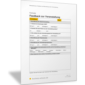 Feedback Zur Veranstaltung Formular Business Wissen De