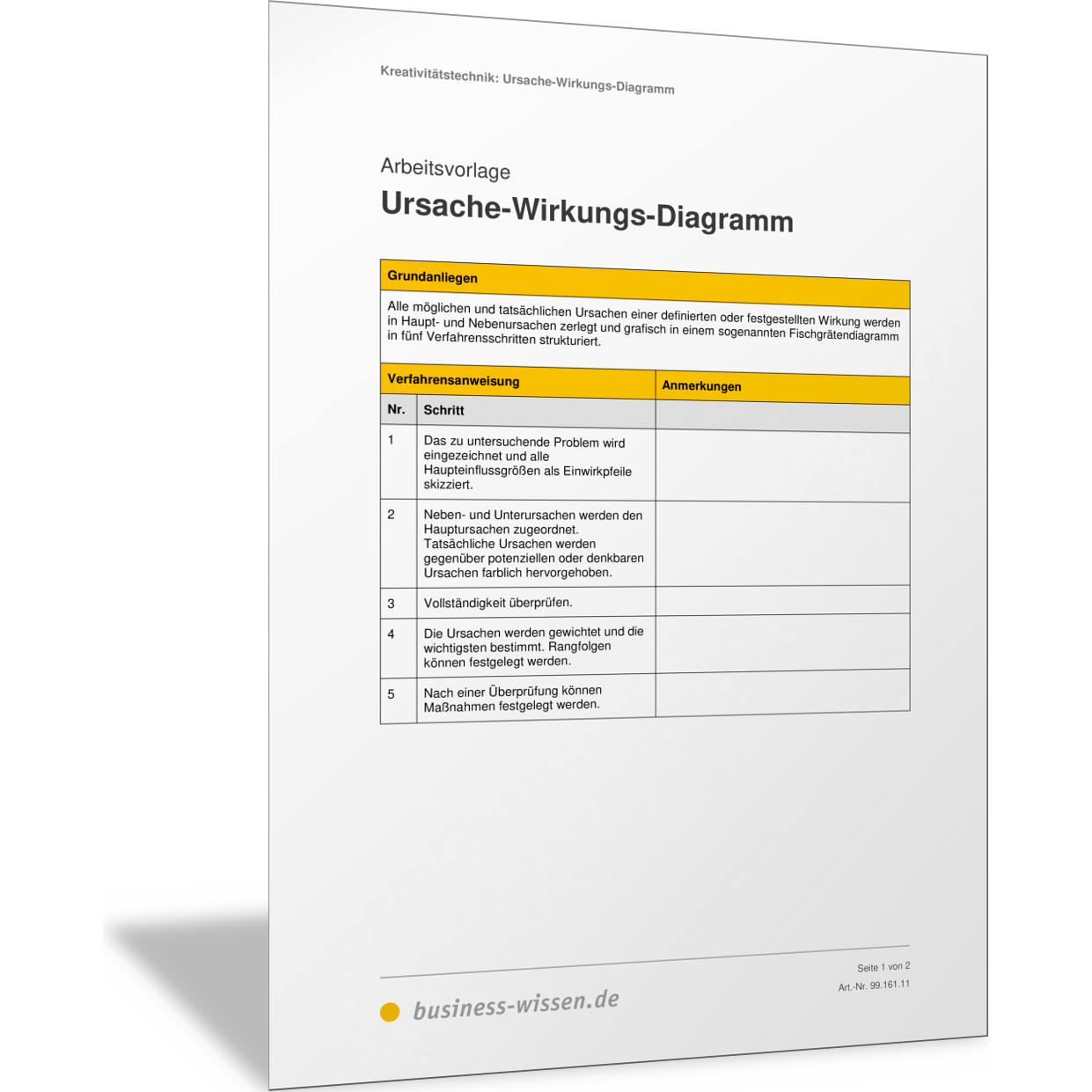 Ursache-Wirkungs-Diagramm – Vorlage